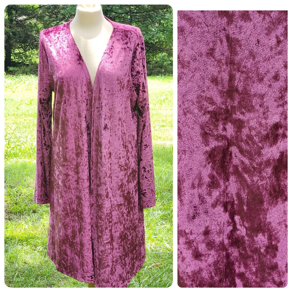 Velvet Waterfall Duster Cardigan Kimono Size M/L Glam Flowy Buttery Soft
